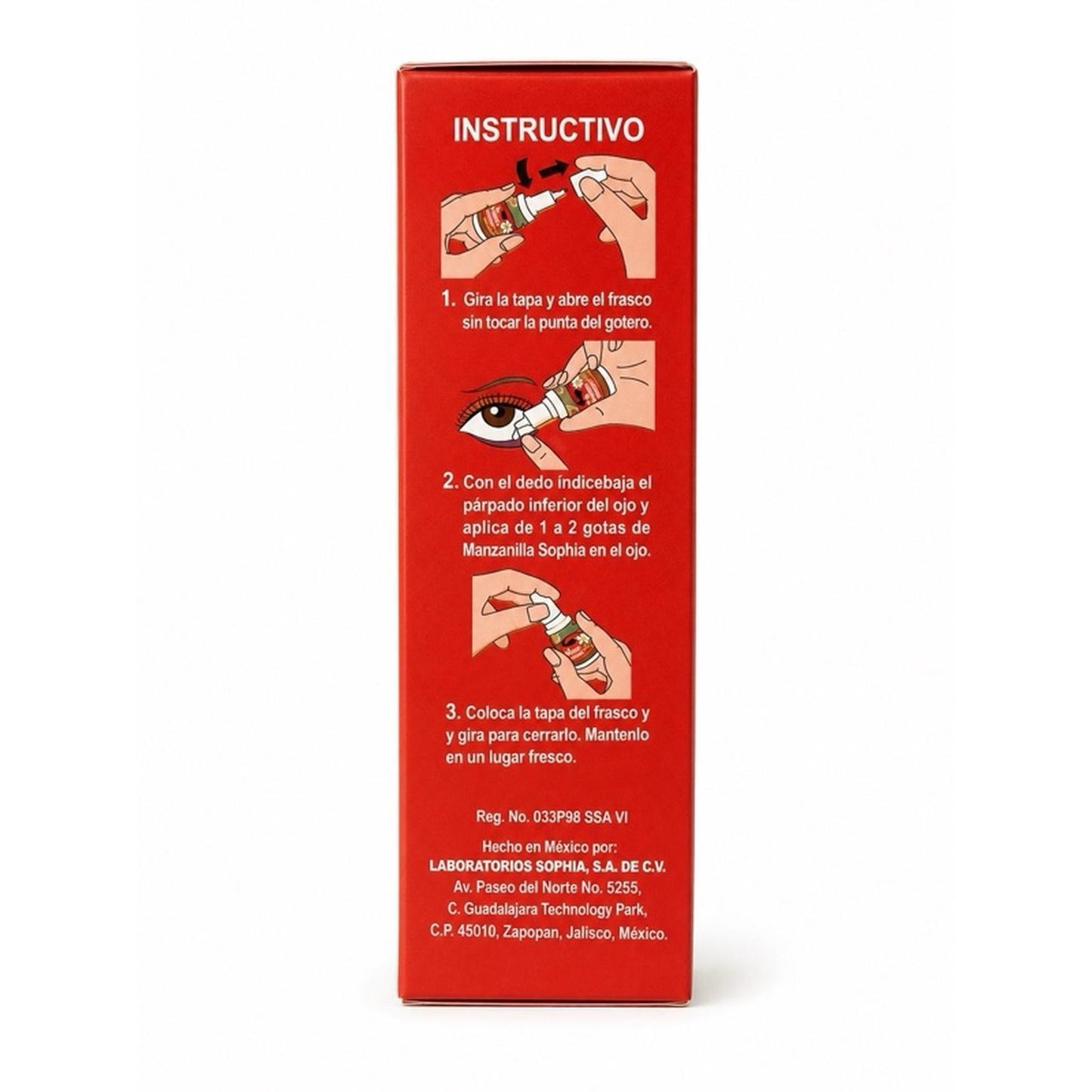Manzanilla Sophia Ojo Rojo 15 mL - Natural Eye Care Solution for Red Eyes - Matricaria Recutita 0.25 mg/mL - Cleanse and Relax Your Eyes