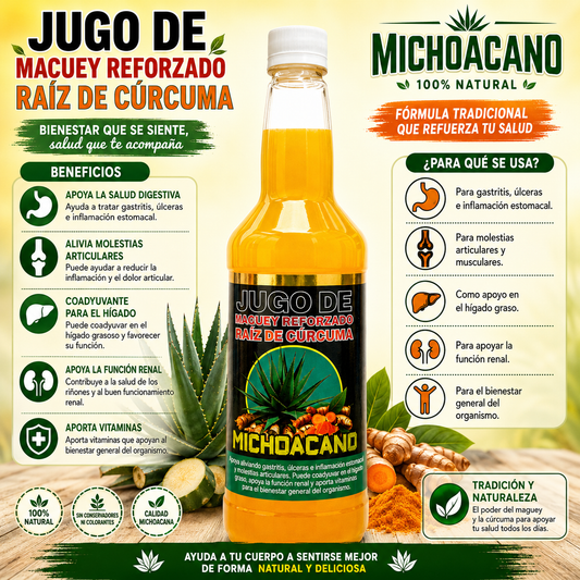Maguey Juice with Tumeric Root- Jugo de Maguey Reforzado con Raíz de Cúrcuma
