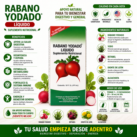 Rábano Yodado | Iodized Radish Liquid Supplement, 16 Fl oz.