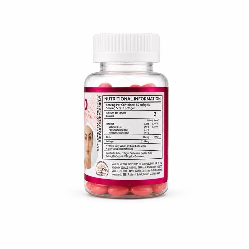Collagen & Biotin- Colageno y Biotina | Dietary Supplement, 500mg, 60 Softgels