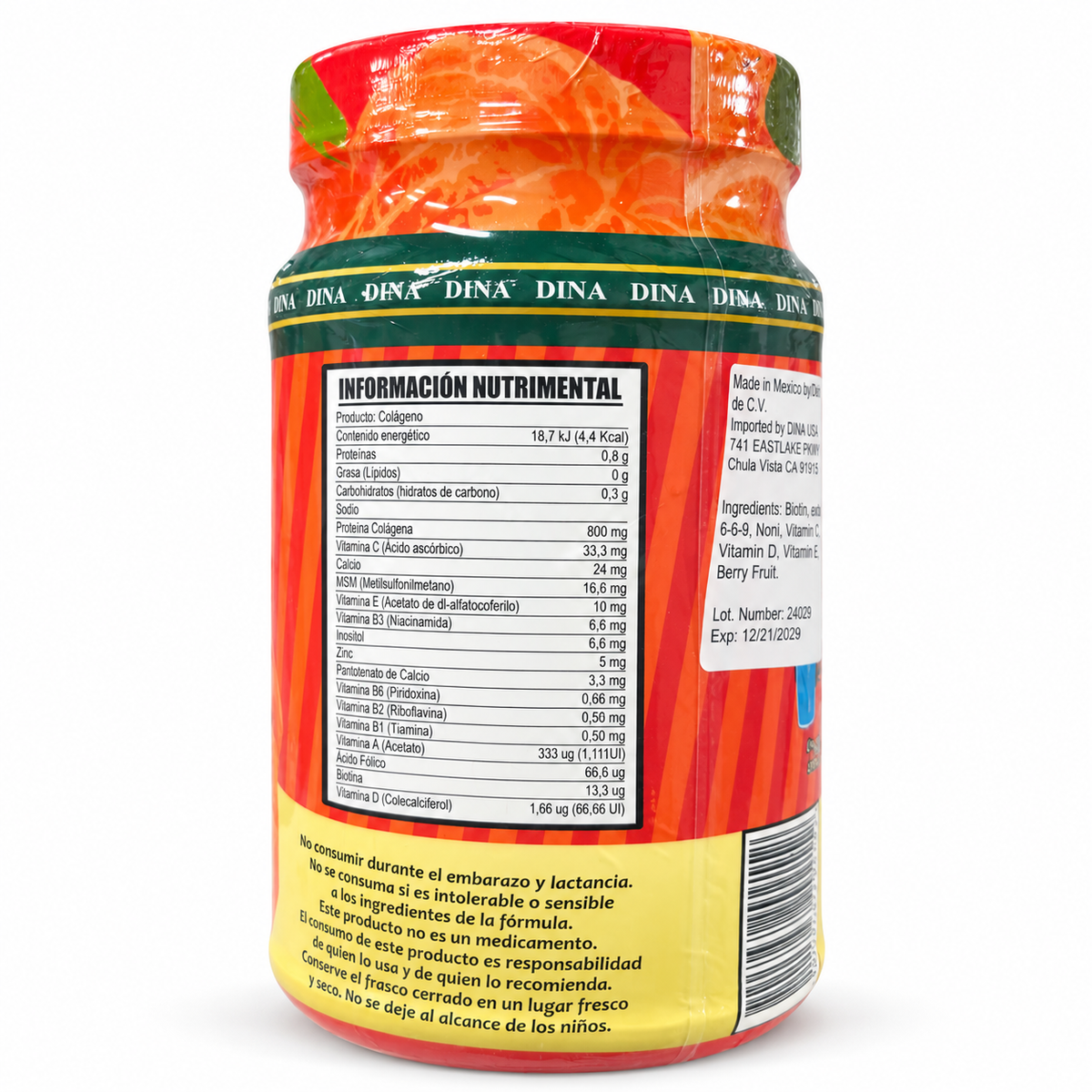 Colágeno Hidrolizado en Polvo DINA – Sabor Naranja-Mandarina