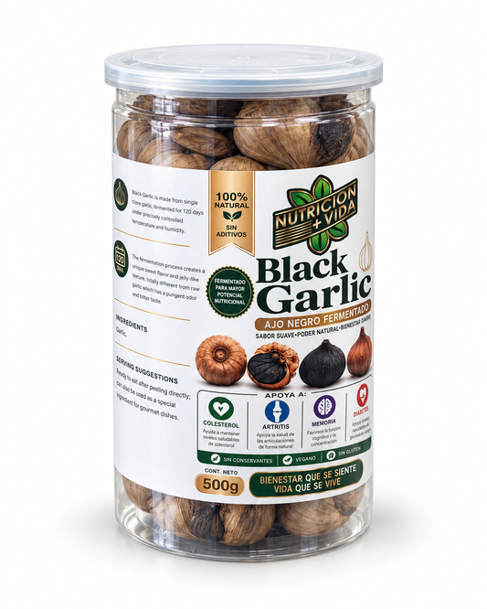 Black Garlic – Ajo Negro Fermentado 100% Natural | Nutrición Más Vida | 500 g