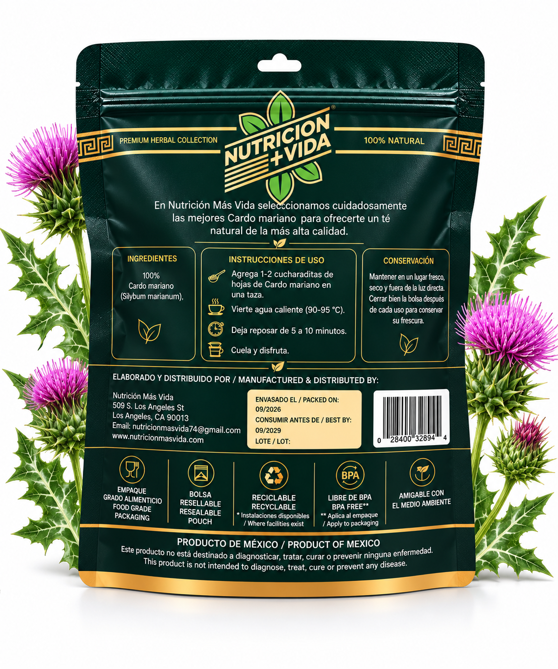 Cardo Mariano 100% Natural – Té Herbal | 4 oz (113 g)