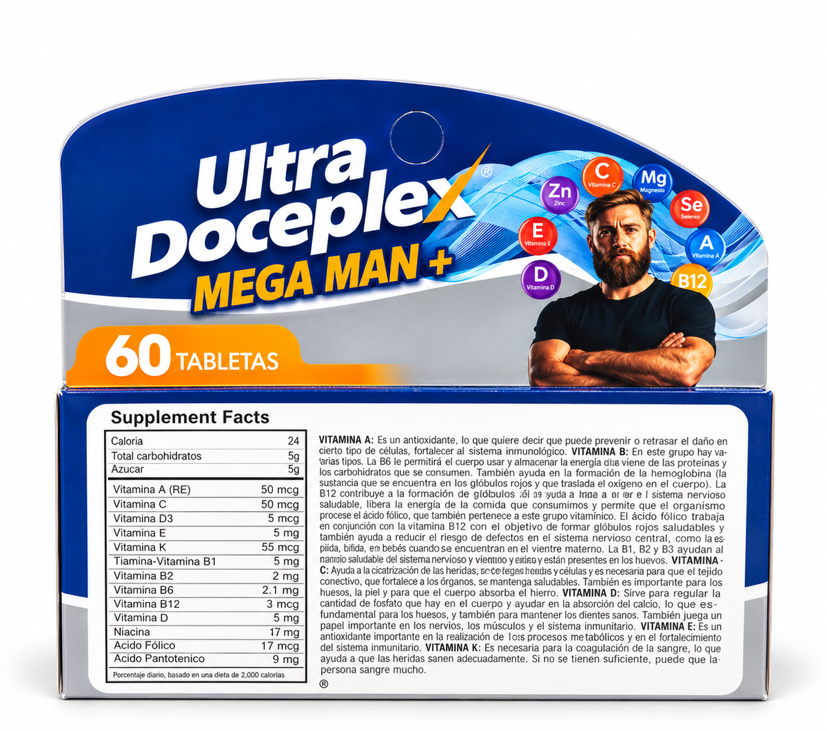 Ultra Doceplex Mega Man+ – 60 Tabletas | Multivitamínico para Hombre