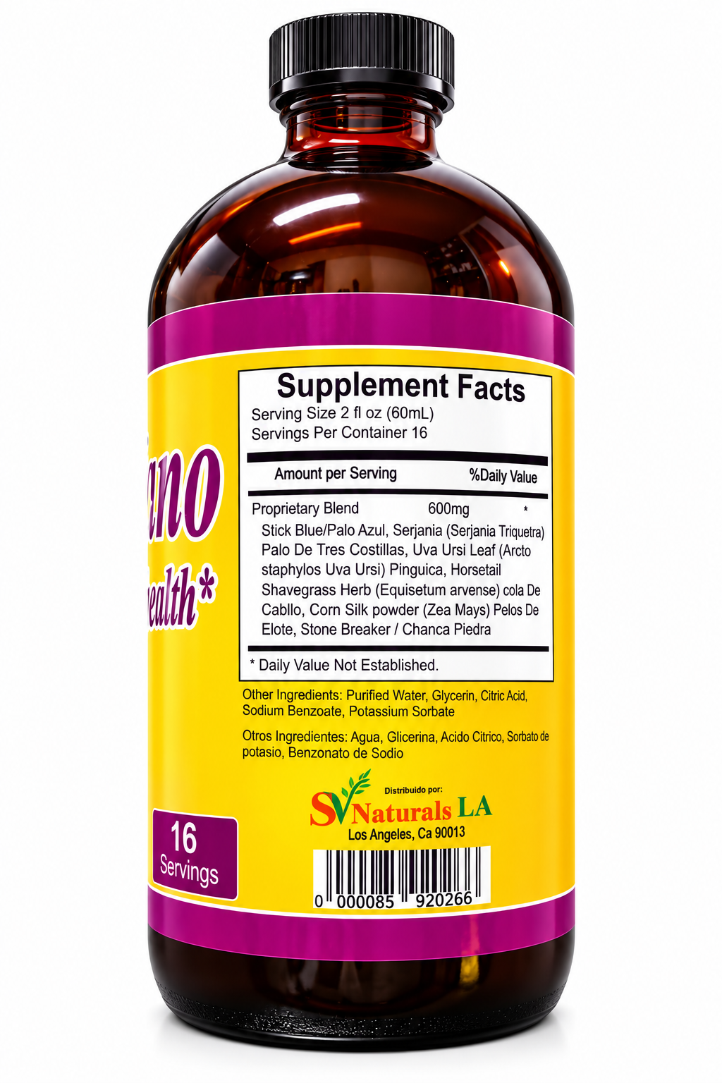 Riñón Sano – Tónico Herbal Natural 32 fl oz (946 mL)
