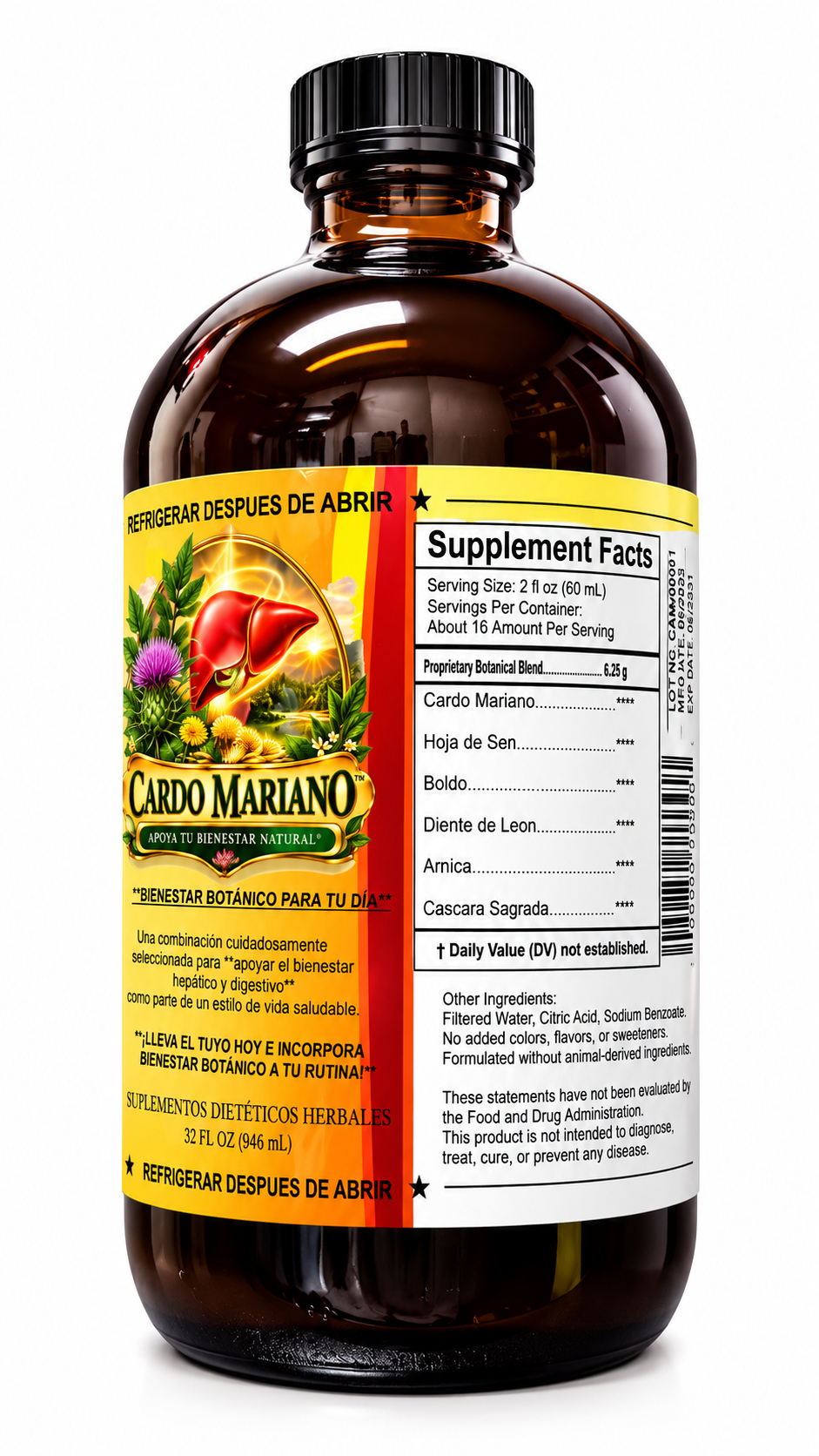 Cardo Mariano – Tónico Herbal Natural 32 fl oz (946 mL)
