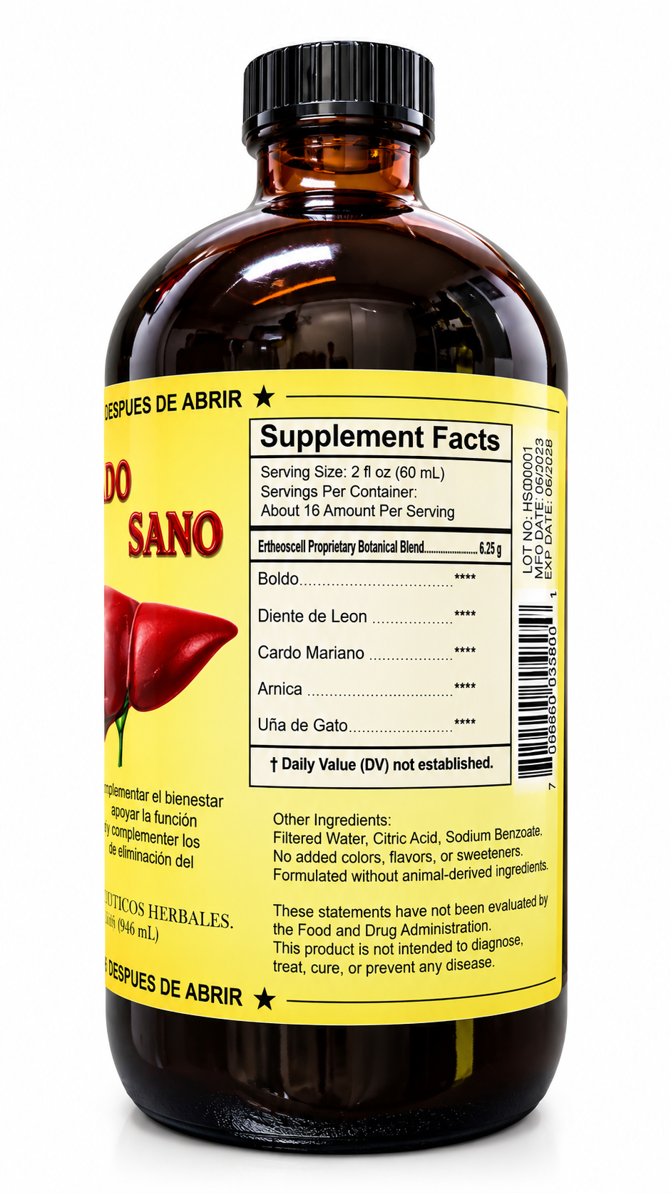 Hígado Sano – Tónico Herbal Natural 32 fl oz (946 mL)