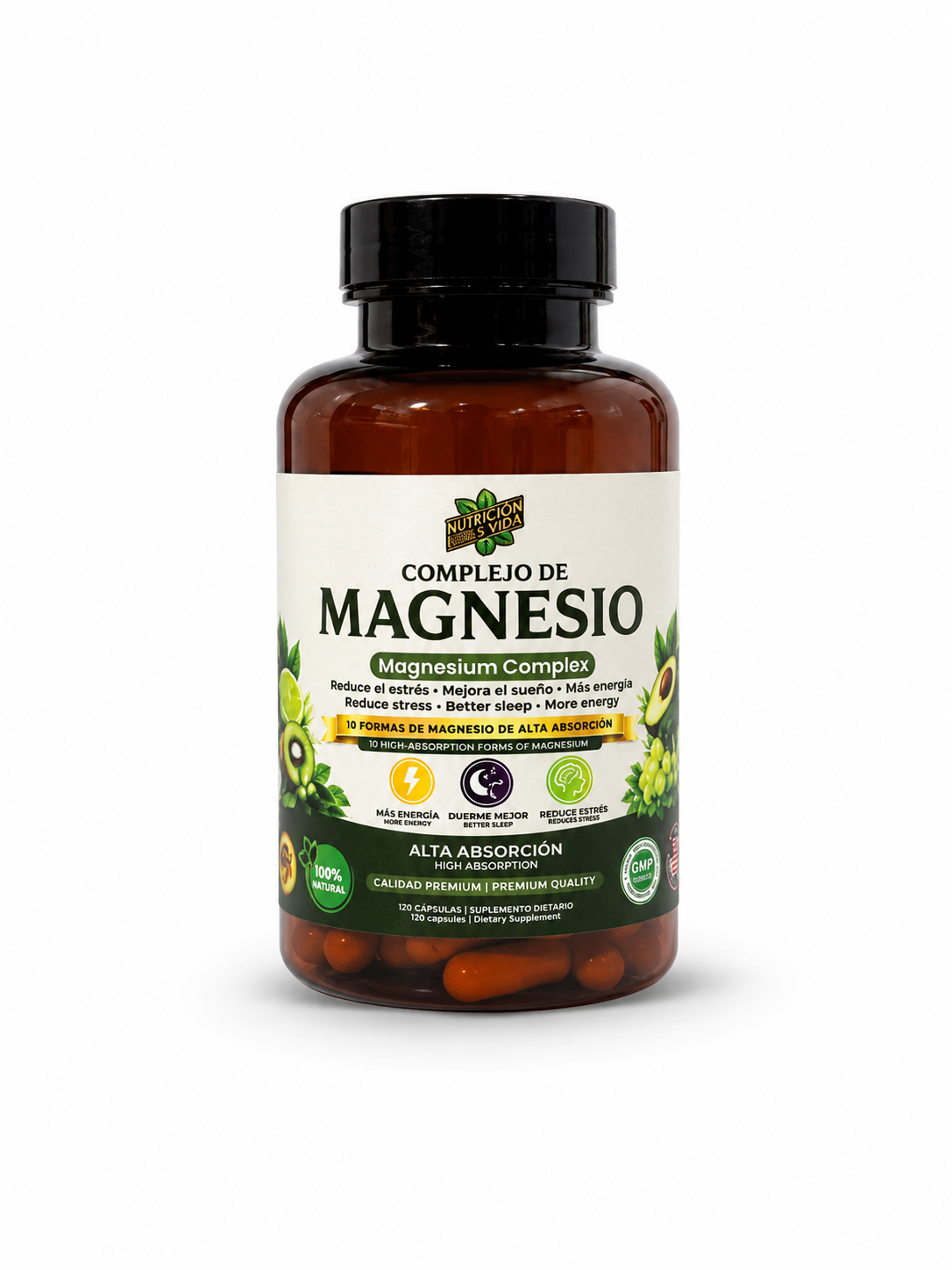 El Complejo de Magnesio 120 Capsules Nutrición Más Vida