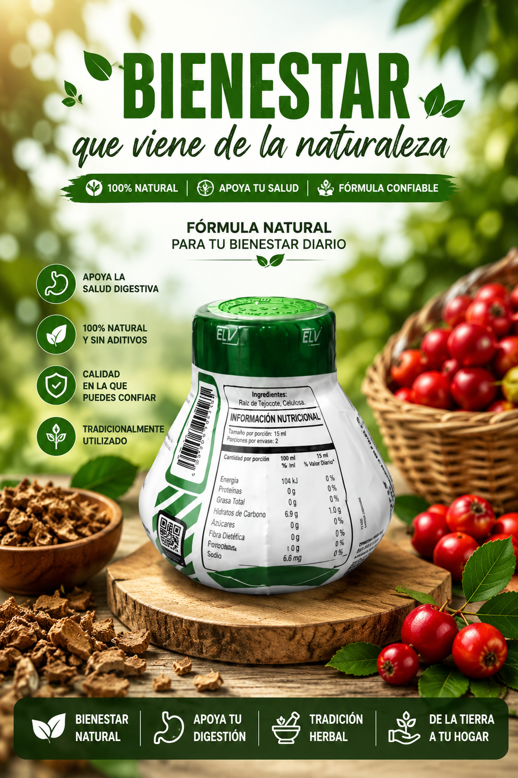 Raíz de Tejocote ELV Alipotec® 70 g Herbal Dietary Supplement