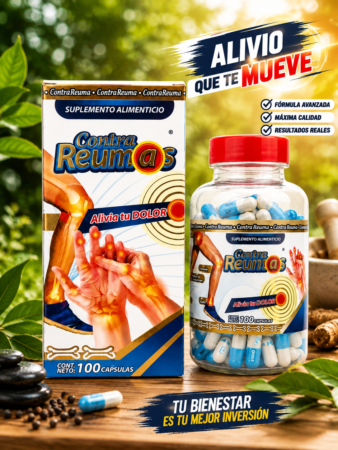 Contra Reumas® 100 Cápsulas Herbal Dietary Supplement
