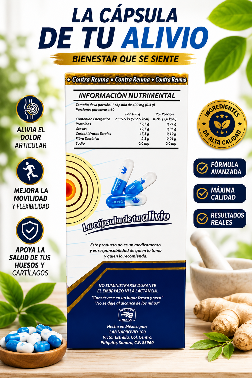 Contra Reumas® 100 Cápsulas Herbal Dietary Supplement