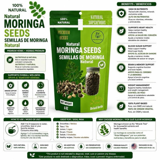 Natural Moringa Seeds 6oz - 100% Natural Dried Herbs