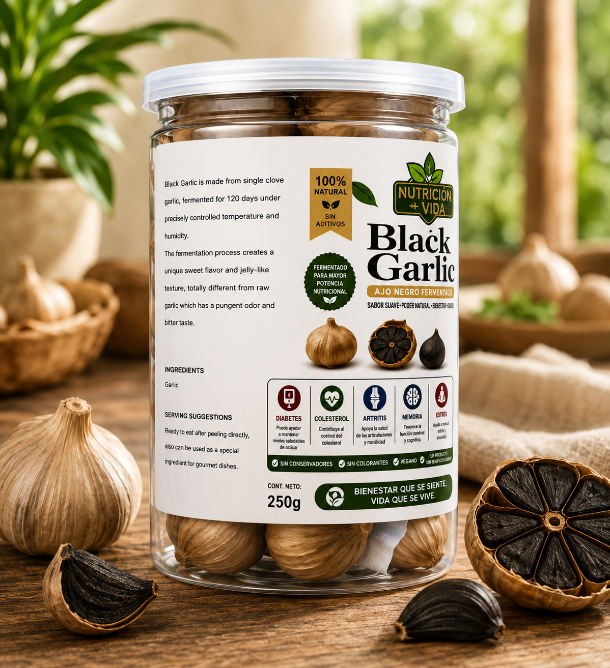 Black Garlic- Ajo Negro Fermentado 250g Nutrición Más Vida