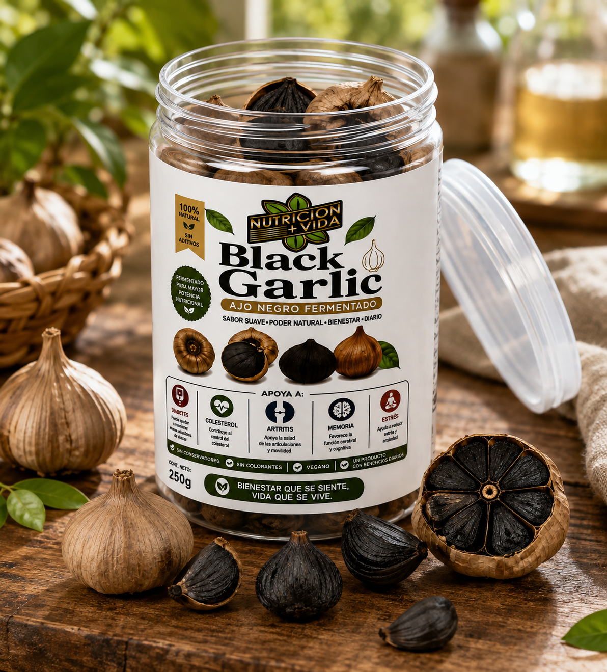 Black Garlic- Ajo Negro Fermentado 250g Nutrición Más Vida