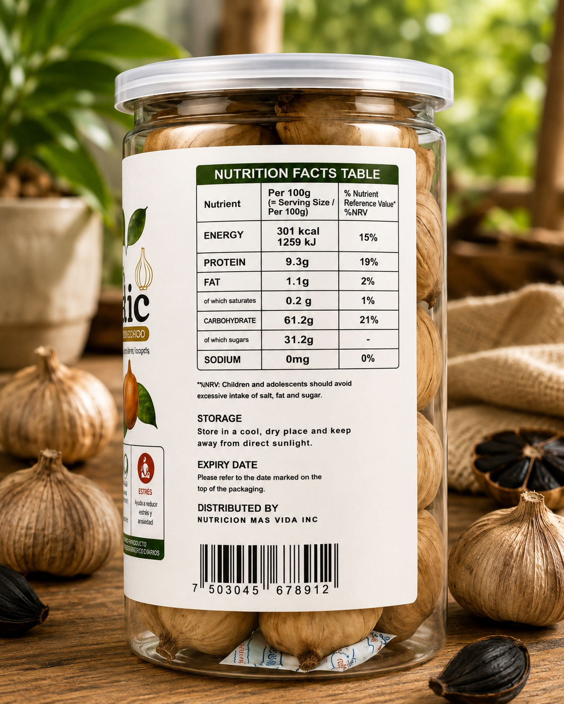 Black Garlic- Ajo Negro Fermentado 250g Nutrición Más Vida