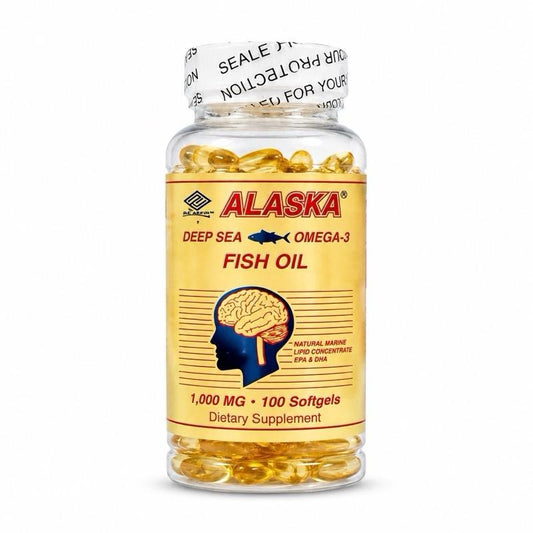 Alaska Deep Sea Fish Oil Dietary Supplement - Natural 1005mg Omega 3,6,9 Vitamin Nutrition, 100 Softgels