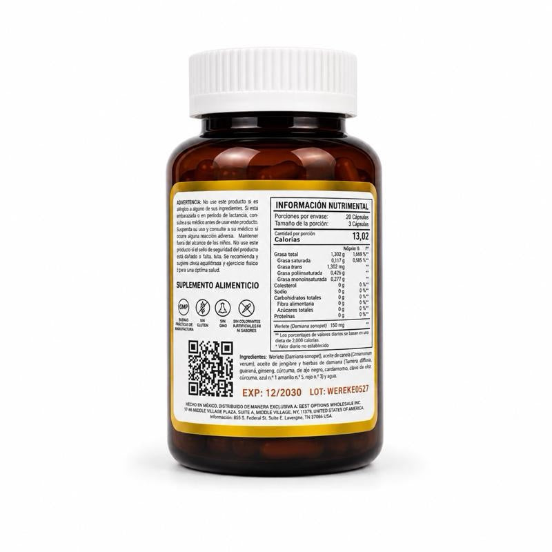 Wereke Ibervillaea Sonora 60 Soft Capsules 500 Natural Ingredient General Well-being Energy Vitality