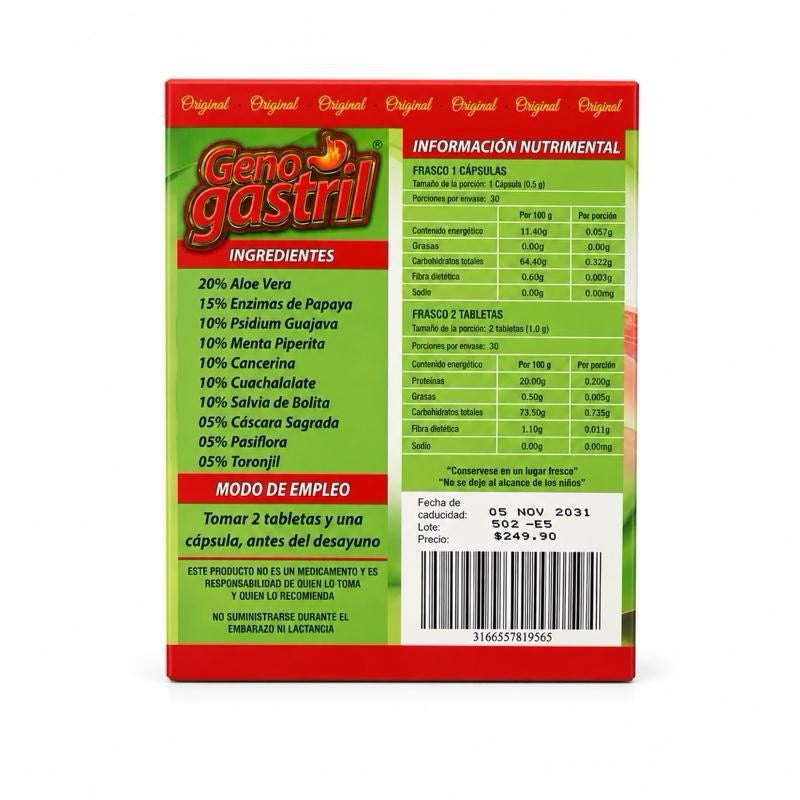 Geno Gastril, Digestive System Support Supplement for Discomfort Relief 60 Tablets