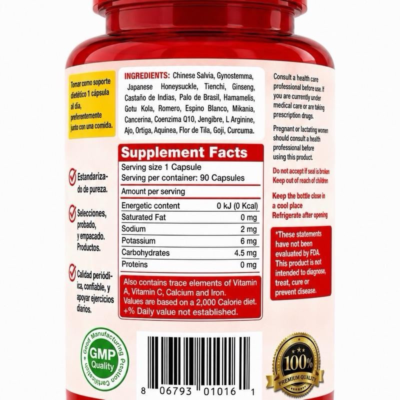 Presión Alta / High Blood Pressure Dietary Supplement 750mg 90 Capsules