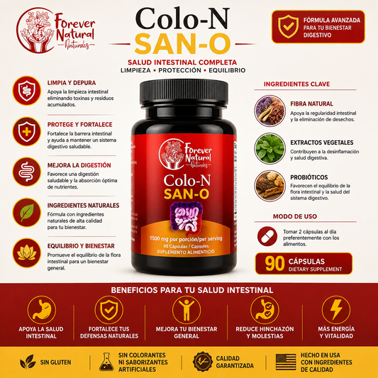 Forever Natural Colo-N San-O Natural Gut & Colon Detox Supplement - Digestive Health 90 Capsules