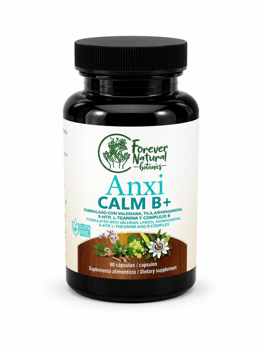 Forever Natural Anxi Calm B+ Vitamin Healthcare Nutrition Supplement with Valerian Root, Ashwagandha, 90 Vegan Capsules Dietary