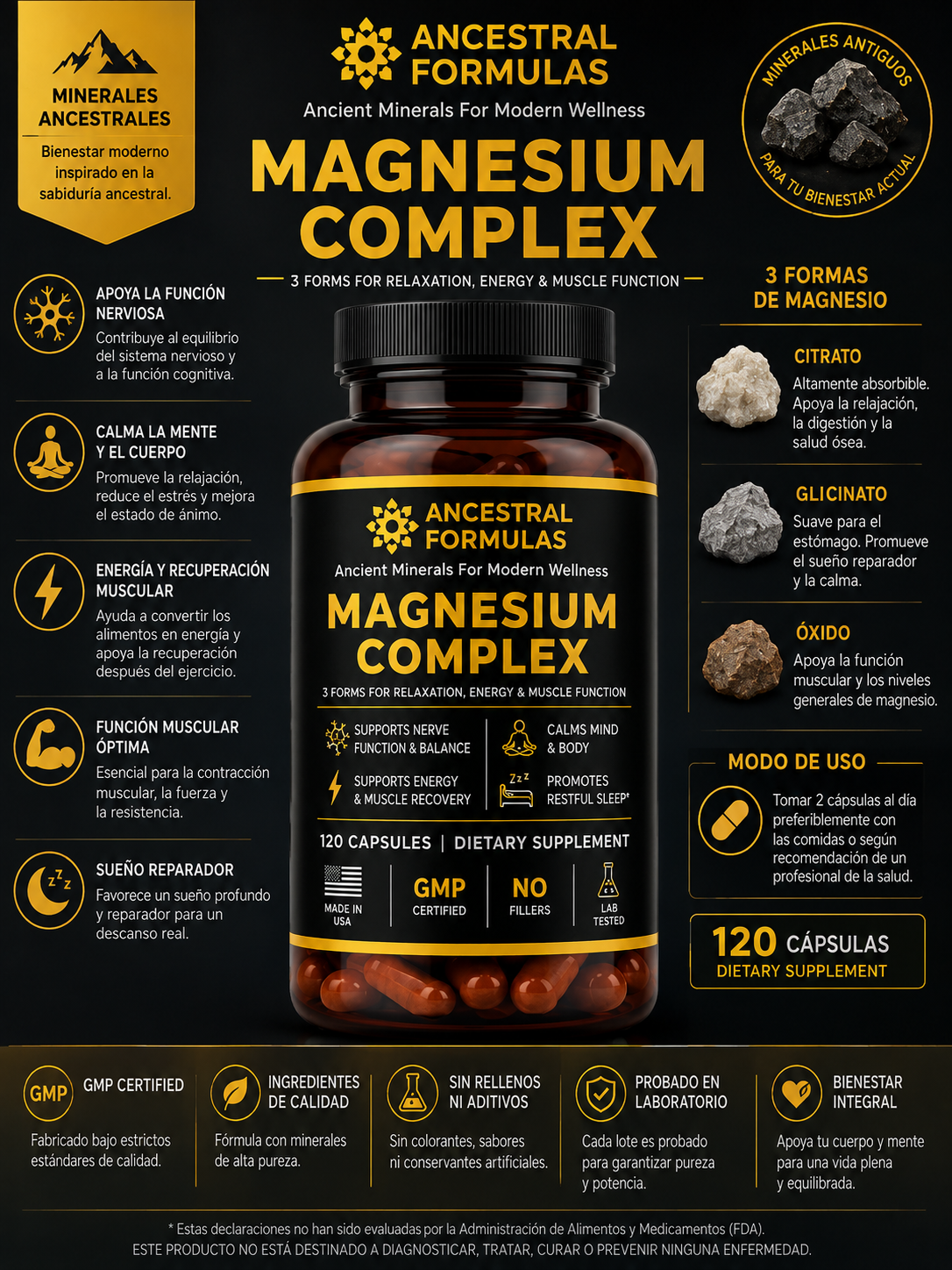 Ancestral Magnesium Complex 10 Essential Magnesium Supplements | 120 Capsules