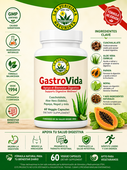 GastroVida Apoya el Bienestar Digestivo, Supports Digestive Wellness 60 Capsules