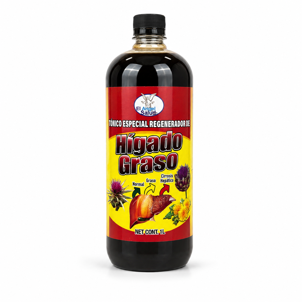 Hígado Graso / Fatty Liver Support Herbal Beverage, 1L Natural Caffeine-Free Non-Caffeinated Dietary Liquid Supplement
