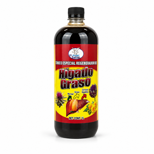 Hígado Graso / Fatty Liver Support Herbal Beverage, 1L Natural Caffeine-Free Non-Caffeinated Dietary Liquid Supplement