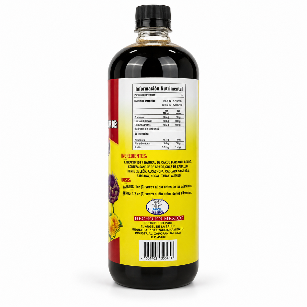 Hígado Graso / Fatty Liver Support Herbal Beverage, 1L Natural Caffeine-Free Non-Caffeinated Dietary Liquid Supplement