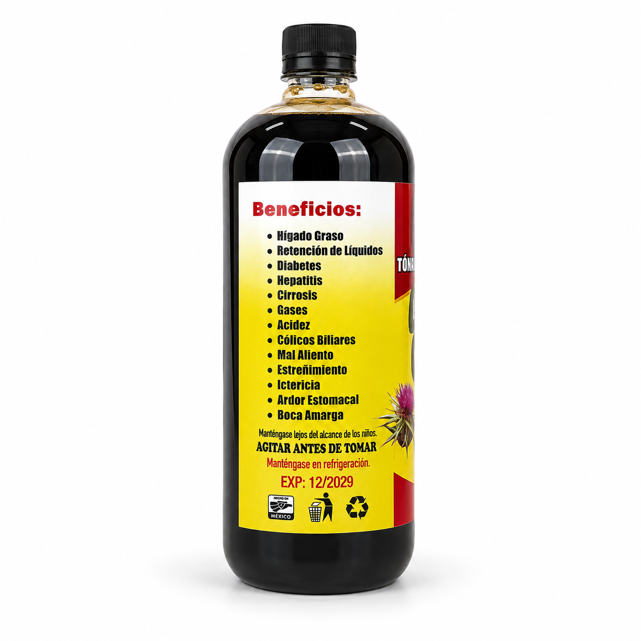 Hígado Graso / Fatty Liver Support Herbal Beverage, 1L Natural Caffeine-Free Non-Caffeinated Dietary Liquid Supplement