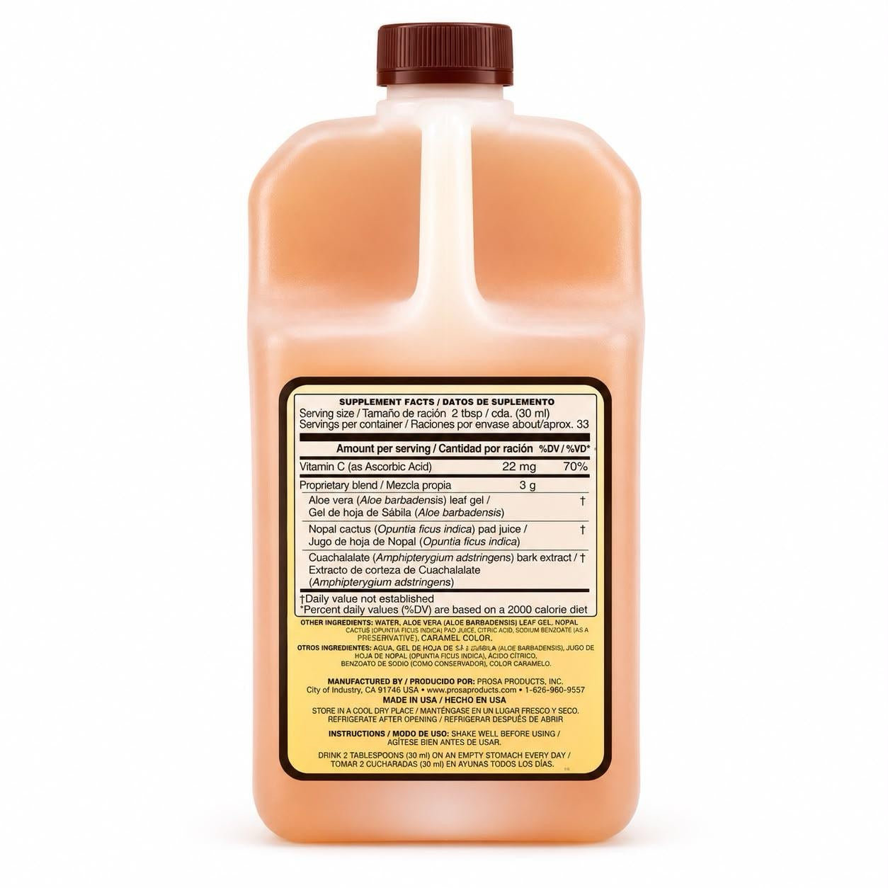 PROSA Aloe Vera, Nopal & Cuachalalate Herbal Liquid Supplement 33.fl oz Natural Wellness Boost Healthcare