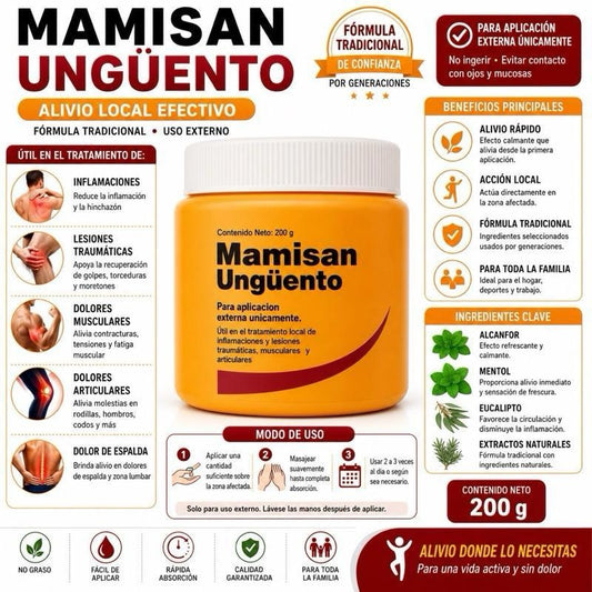 Mamisan Herbal Topical Ointment-Lotion for Adults, 200g - Traditional External-Use Balm for Joint and Muscle Pain Relief, Massage