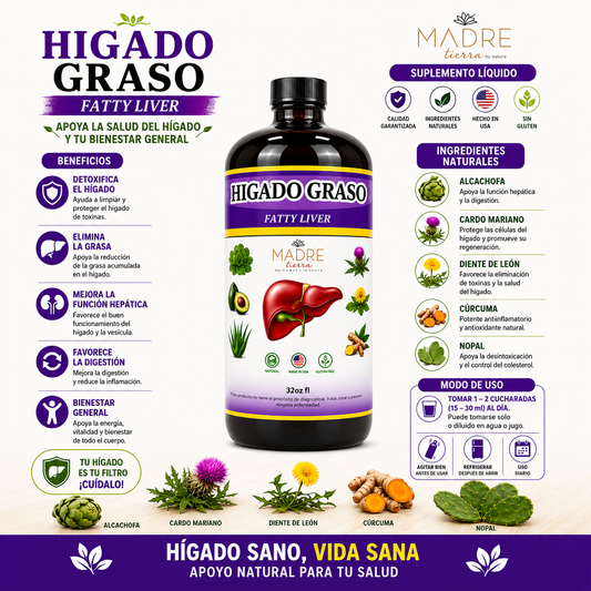 Madre Tierra Hígado Graso Tónico | Fatty Liver Liquid Supplement (32fl oz) Dietary