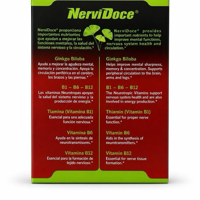 Nervidoce Reforzado LiquidnDietary Supplement with Ginkgo, Multi-Vitamins (12 Pouches, 10mL Each)