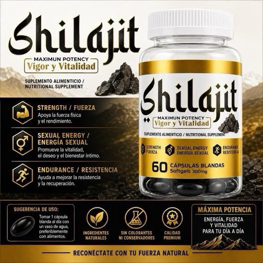 Shilajit Herbal Supplement Softgels, 60-Count, for Healthcare Support