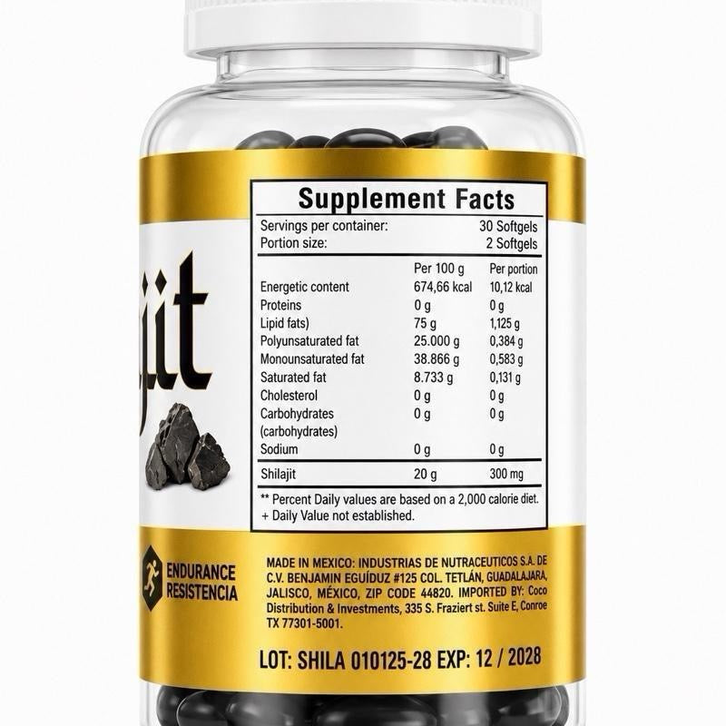Shilajit Herbal Supplement Softgels, 60-Count, for Healthcare Support