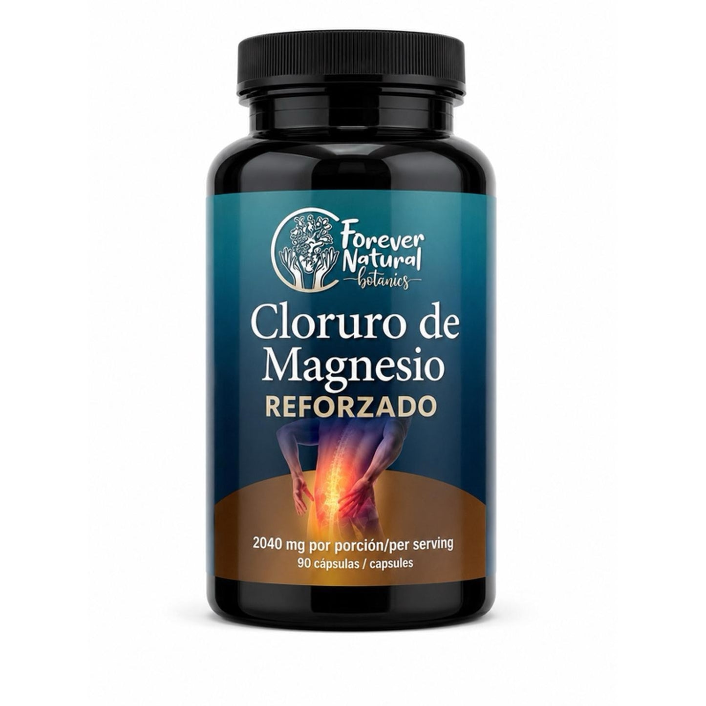 Forever Natural Botanics Cloruro de Magnesio Reforzado 2040 mg per Serving 90 Capsules for Enhanced Magnesium Support