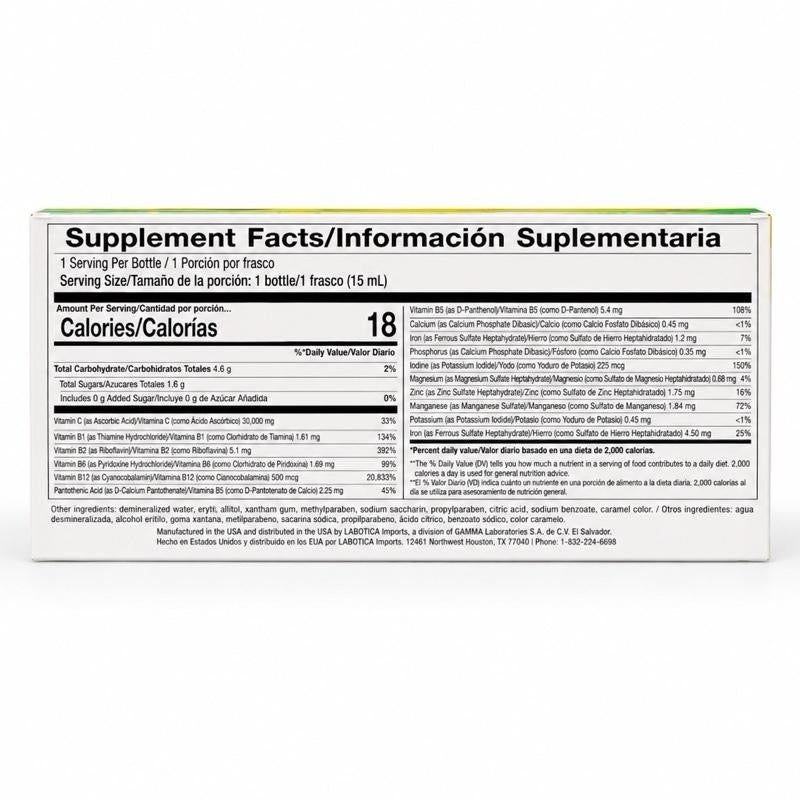 Nuero-Stress+Complejo B Jarabe Vitaminado | Liquid Supplement (21 Frascos de 0.51fl oz)