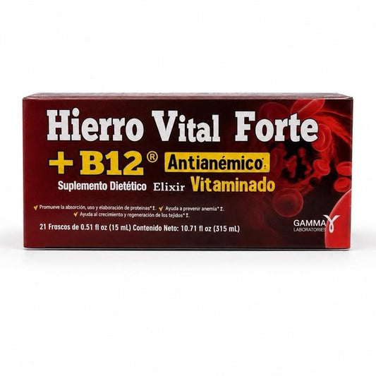 Liquid Iron + Vitamin B12 Dietary Supplement, Essential Nutritional Support for Daily Use (21 Bottles of 0.5fl oz)