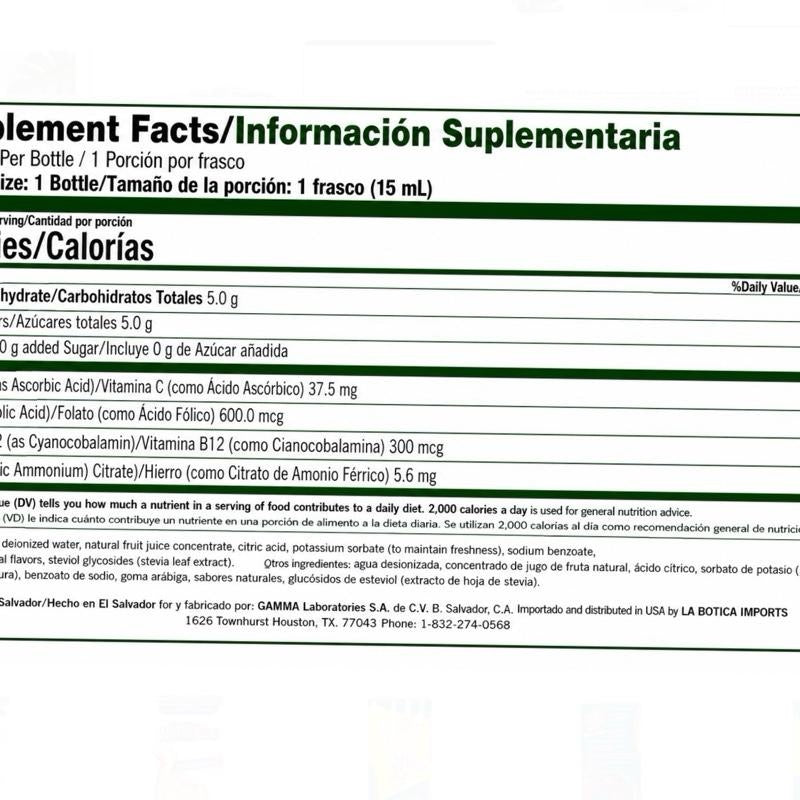 Liquid Iron + Vitamin B12 Dietary Supplement, Essential Nutritional Support for Daily Use (21 Bottles of 0.5fl oz)
