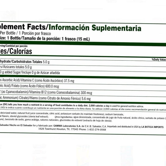 Liquid Iron + Vitamin B12 Dietary Supplement, Essential Nutritional Support for Daily Use (21 Bottles of 0.5fl oz)