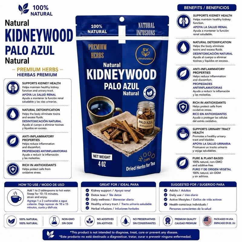 Kidneywood Palo Azul 4 Oz Dried Herbs for Tea 100% Natural Infusions