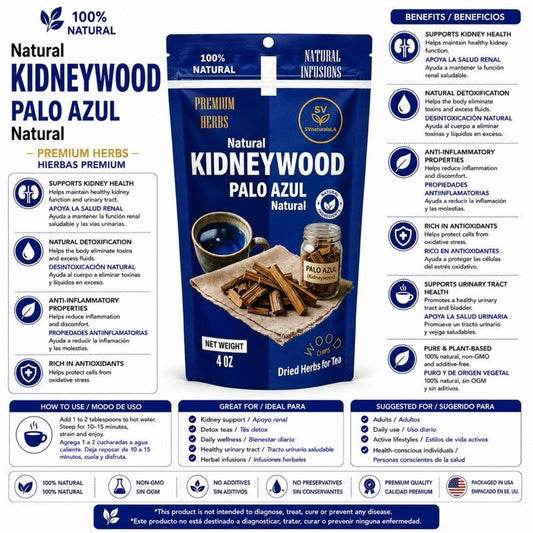 Kidneywood Palo Azul 4 Oz Dried Herbs for Tea 100% Natural Infusions