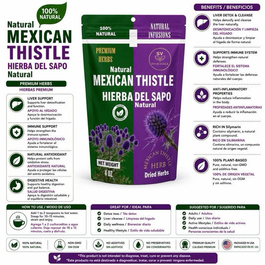 Mexican Thistle Hierba Del Sapo 4 Oz Dried Herbs 100% Natural Infusions