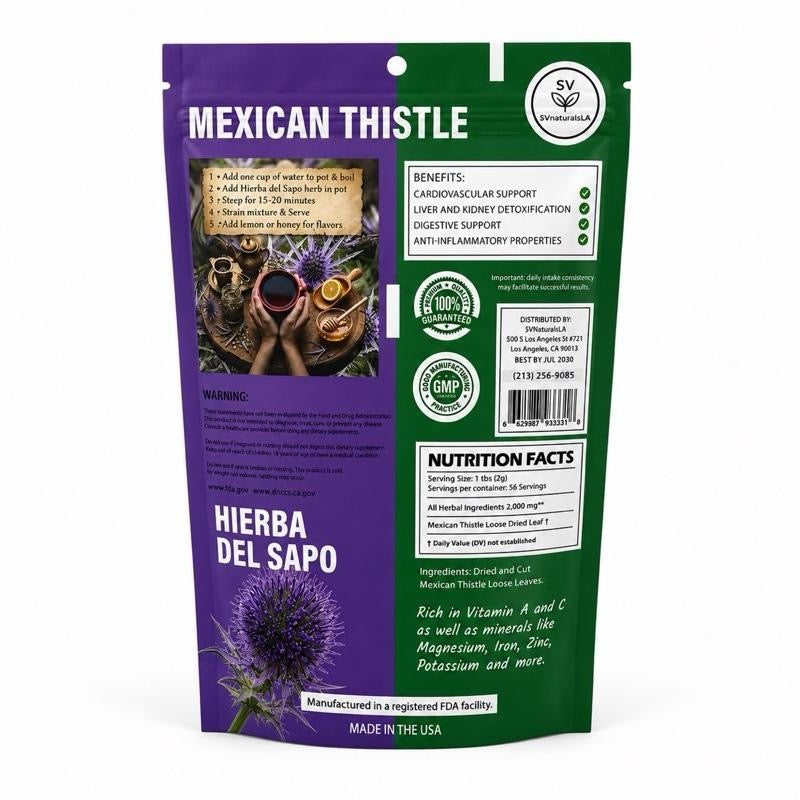Mexican Thistle Hierba Del Sapo 4 Oz Dried Herbs 100% Natural Infusions