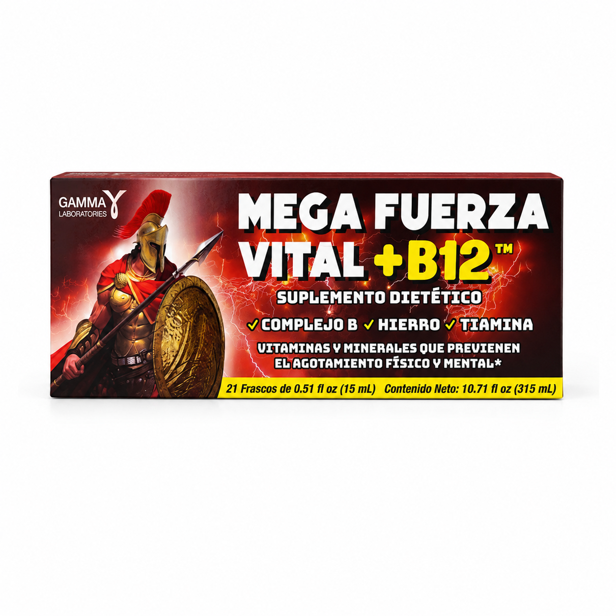 Mega Fuerza Vital+B12 Liquid Supplement Nutrient-Rich Complex Vitamin Dietary Health (21 Bottles 315mL)