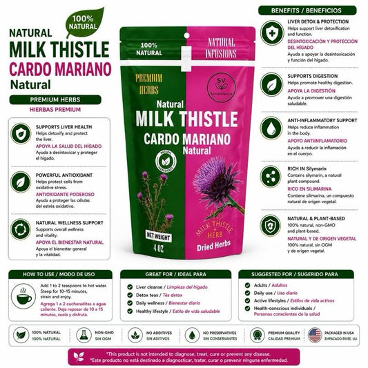 Natural Premium Herbs Milk Thistle Cardo Mariano Dried Herbs 6Oz 100% Natural