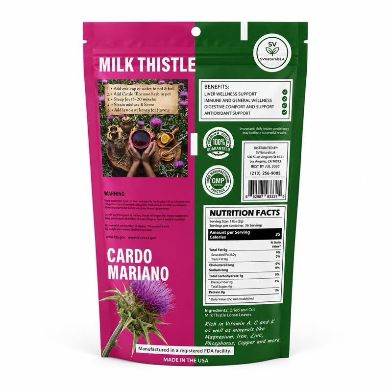 Natural Premium Herbs Milk Thistle Cardo Mariano Dried Herbs 6Oz 100% Natural