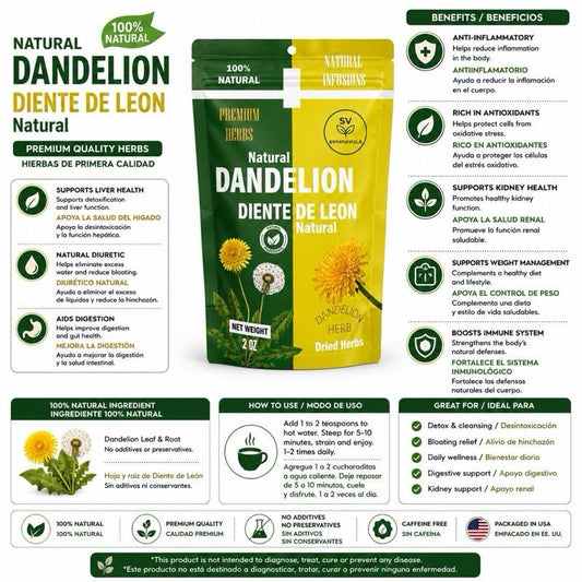 Dandelion Diente de Leon 4oz Dried Herbs 100% Natural